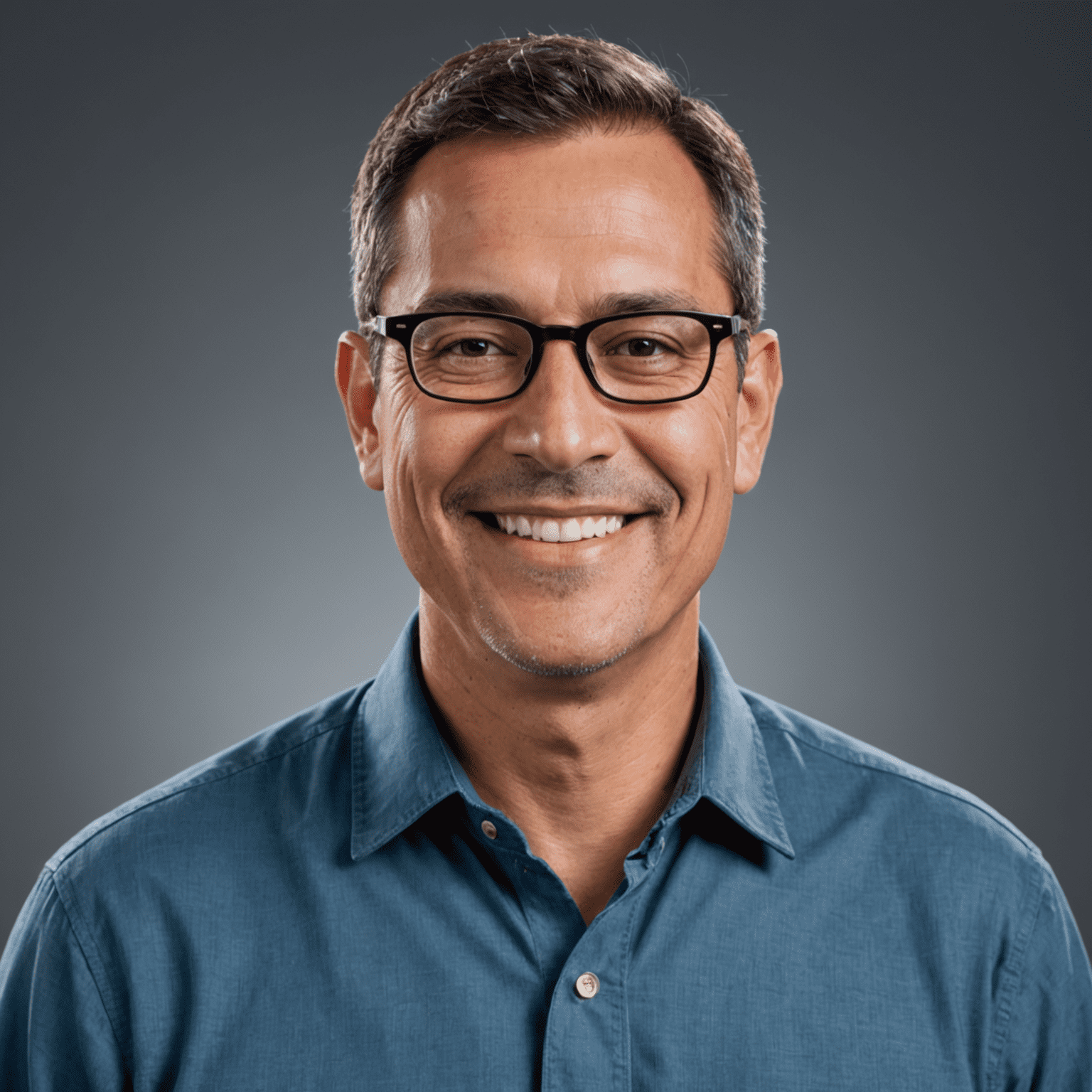 Foto de perfil de Carlos Mendoza, un hombre de mediana edad con gafas y cabello corto, vestido con una camisa azul, sonriendo a la cámara