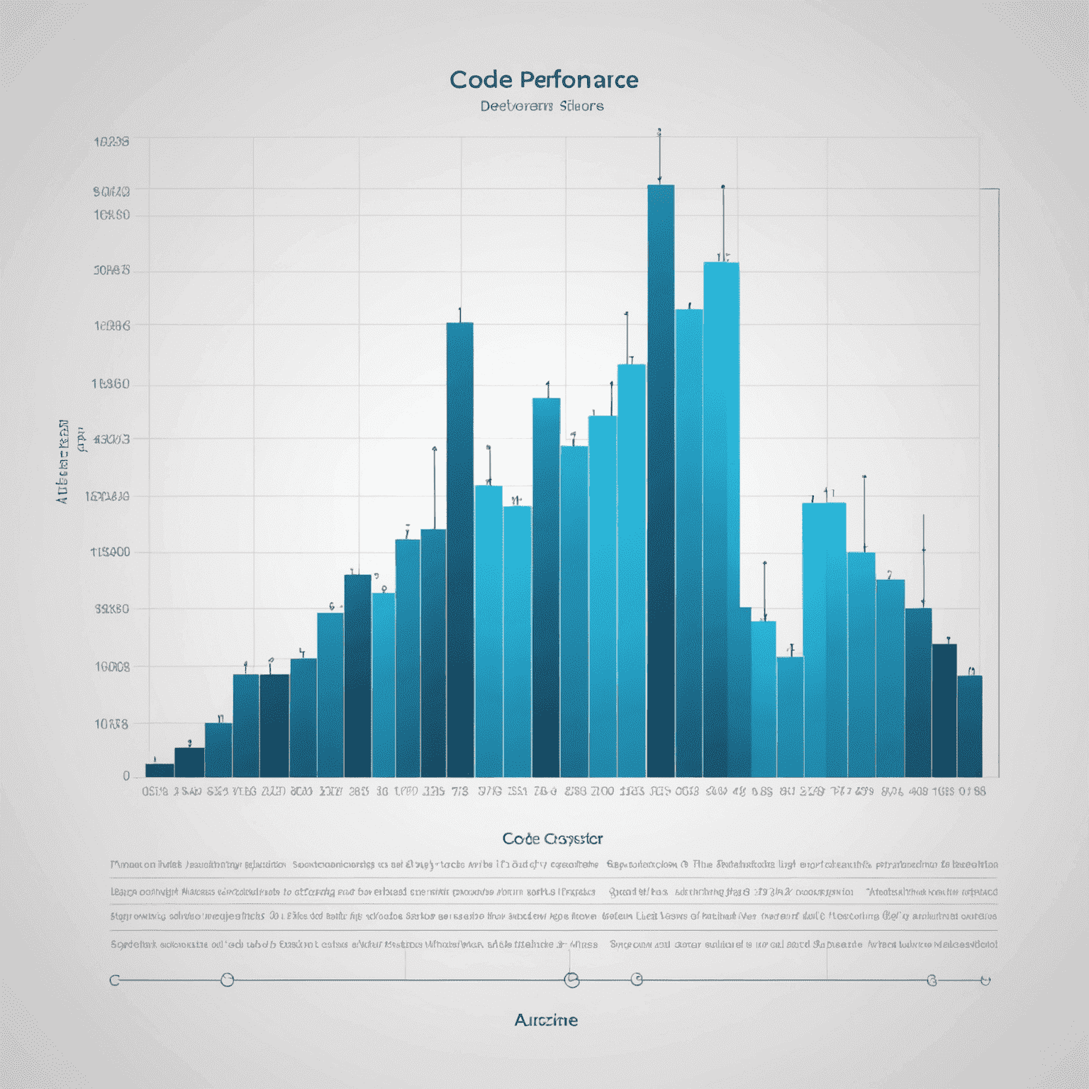 Imagen que muestra un gráfico de rendimiento de código con líneas ascendentes y descendentes, representando la optimización del código